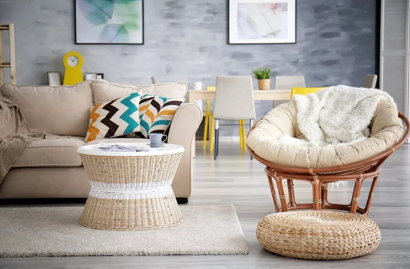 90er Style Rattanmoebel Wohnzimmer Einrichtungsstil