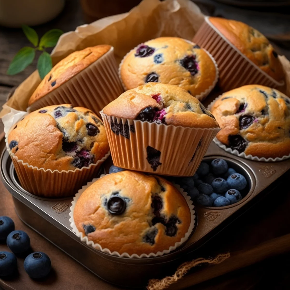 Blaubeermuffins kleine Koestlichkeiten Ruehrkuchen mit fruchtigem Geschmack