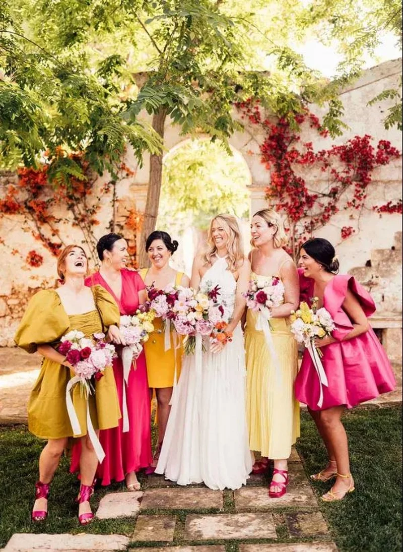 Brautjungfernkleider unterschidelich verschiedene Farben