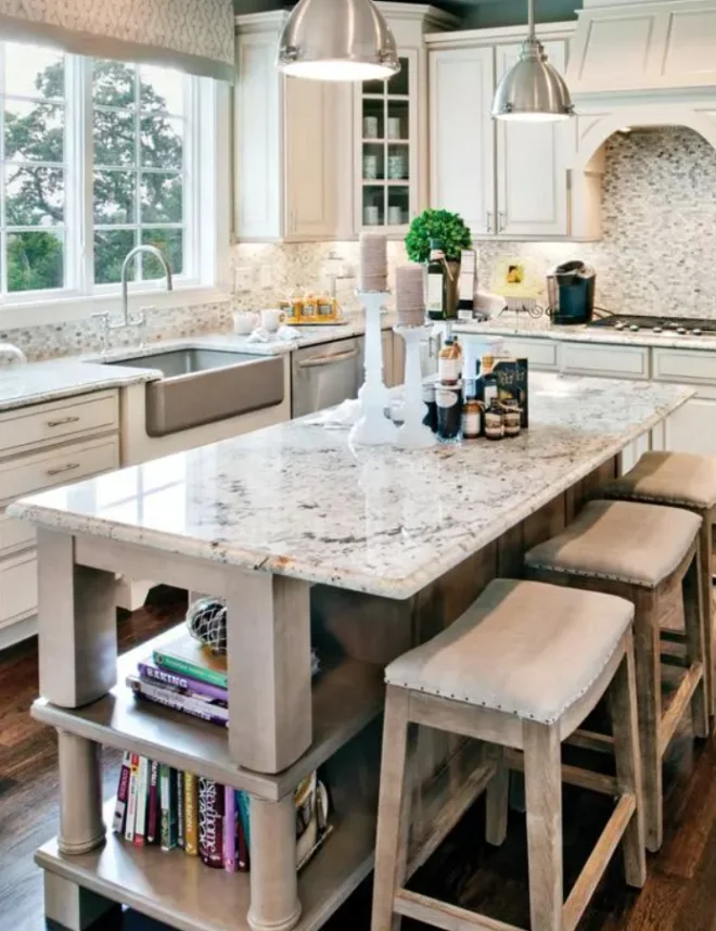 Granit Küchenarbeitsplatten viele Vorteile wenige Nachteile helle Kueche perfekter Look