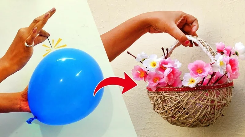 Osterdeko basteln mit Luftballons kuecken selber machen korb