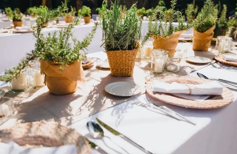 Topfblumen als Tischdeko Hochzeit