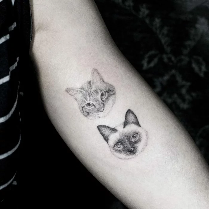 dotwork tattoo katzen