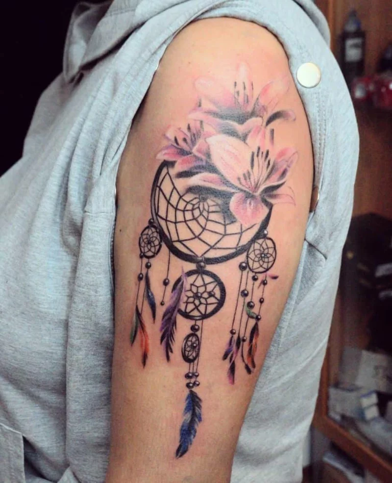 traumfaenger tattoo lilien aquarell