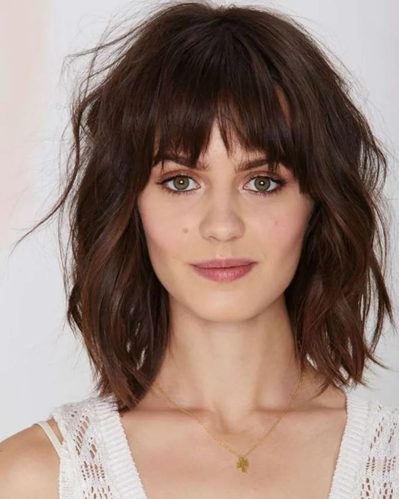 wispy bangs stufen elegant frisch