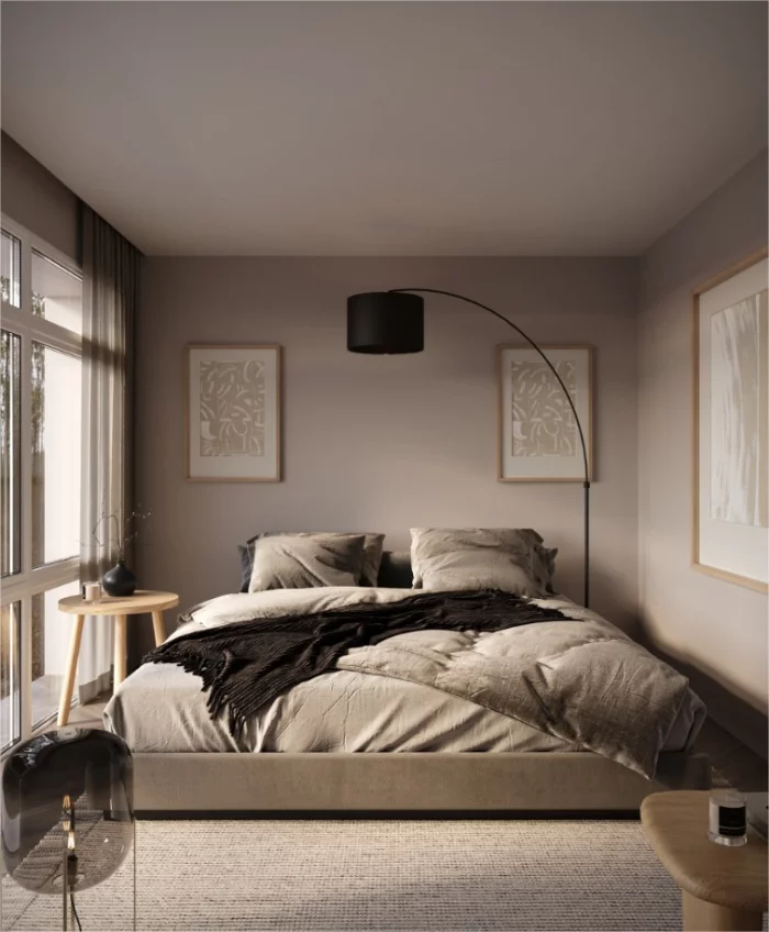 Lagom Atmosphaere zu Hause schaffen Schlafzimmer weiche Stoffe gedeckte Farben
