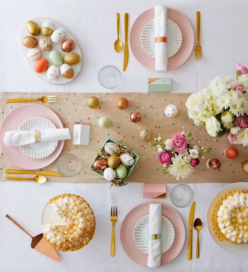 kreative Tischdekoration zu Ostern Pastellfarben