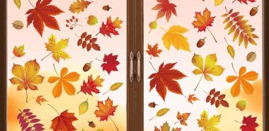 bunte Blätter - Aufkleber für die Fensterdeko Herbst 